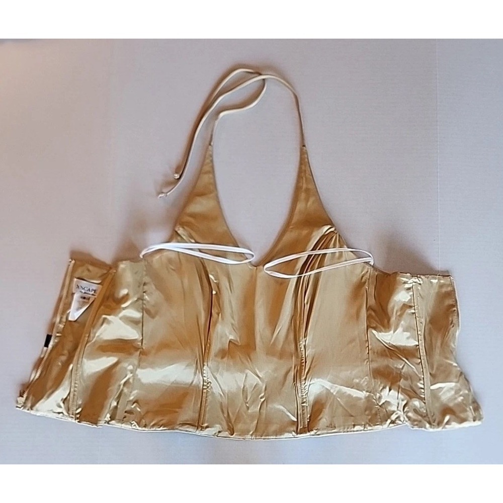 VTG Xscape Womens Halter Top Sz 8 Y2K Satin Coquette Going Out Champagne Gold - Picture 6 of 10